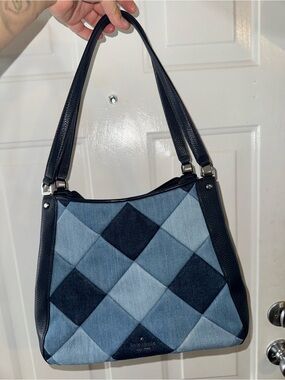 kate spade Quilted Denim Patchwork Shoulder Bag in Blue and Black